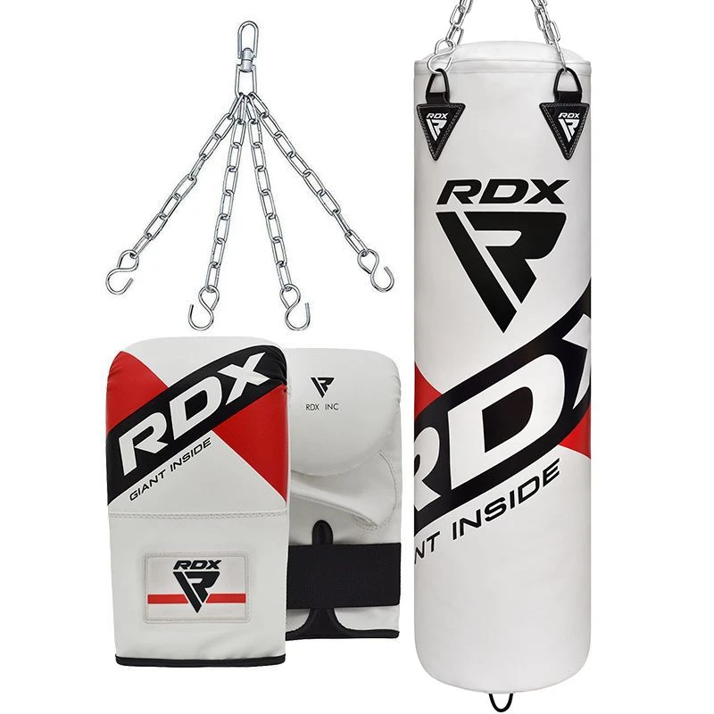 RDX SPORTS RDX F10 4FT / 5FT 3-IN-1 WHITE TRAINING PUNCH BAG WITH MITTS SET 1 RDX SPORTS RDX F10 4FT / 5FT 3-IN-1 WHITE TRAINING PUNCH BAG WITH MITTS SET