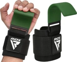 RDX SPORTS RDX W5 Weight Lifting Hook Straps 32 RDX SPORTS RDX W5 Weight Lifting Hook Straps -Rdxsports Shop army green hook 1