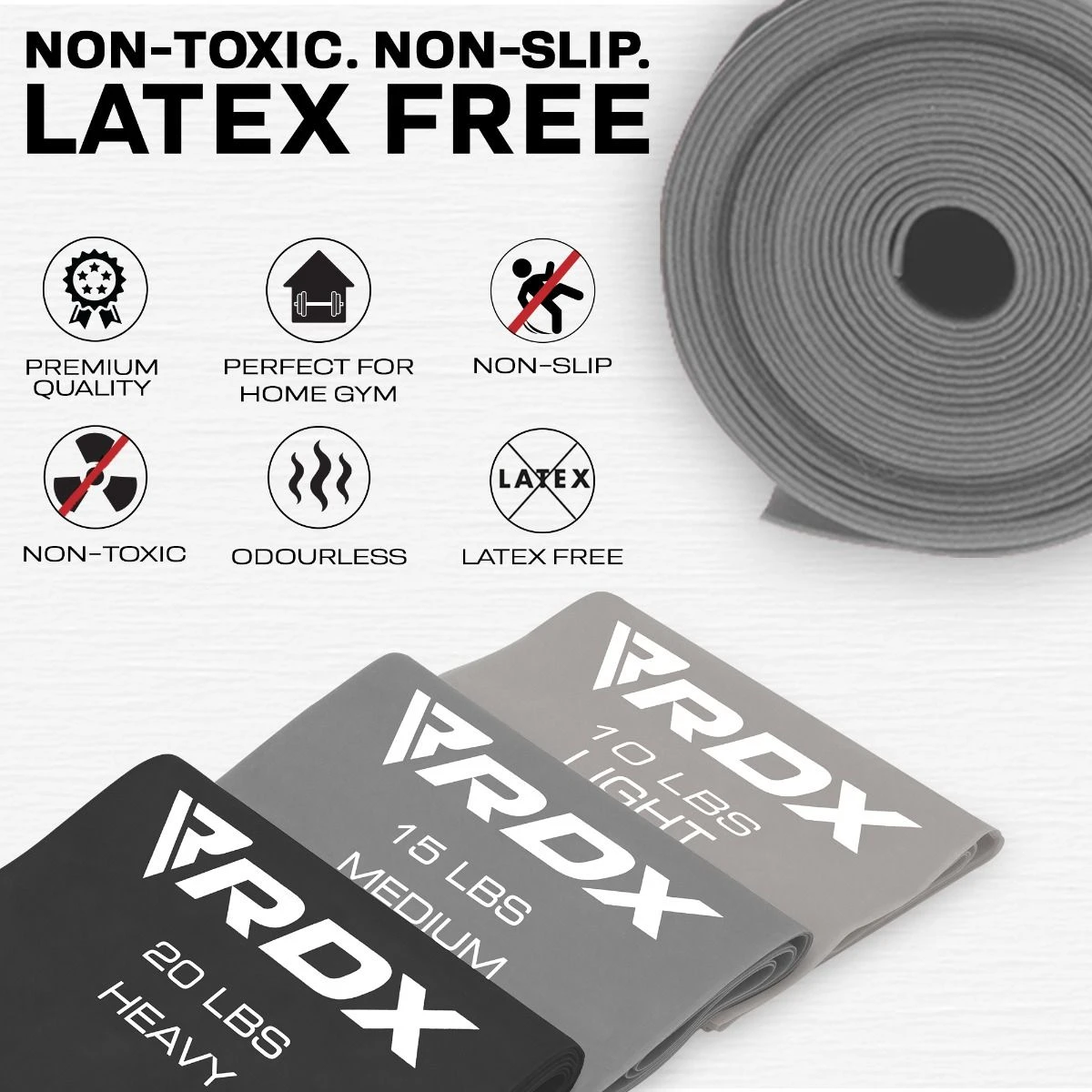 RDX SPORTS RDX B2 TPE Flat Resistance Training Bands Set 3 RDX SPORTS RDX B2 TPE Flat Resistance Training Bands Set - Image 3