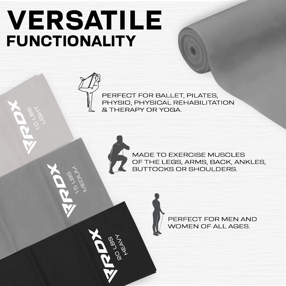 RDX SPORTS RDX B2 TPE Flat Resistance Training Bands Set 4 RDX SPORTS RDX B2 TPE Flat Resistance Training Bands Set - Image 4