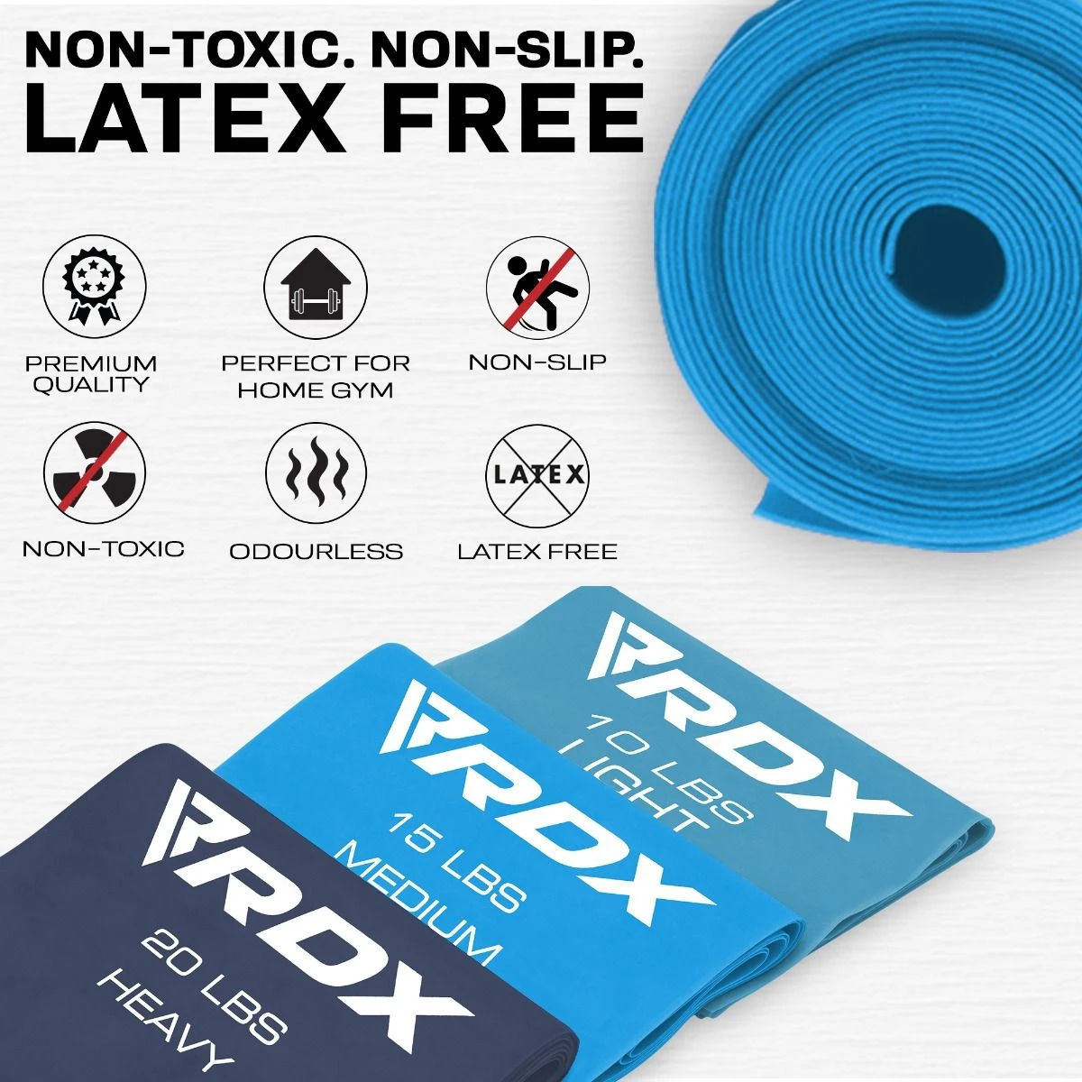 RDX SPORTS RDX B3 TPE Flat Resistance Training Bands Set 3 RDX SPORTS RDX B3 TPE Flat Resistance Training Bands Set - Image 3