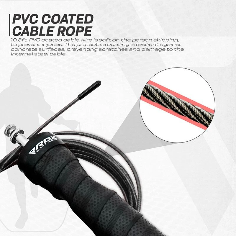 RDX SPORTS RDX B4 Adjustable 10.3ft Jump Rope With 2 Tangle-Free Steel Wires 5 RDX SPORTS RDX B4 Adjustable 10.3ft Jump Rope With 2 Tangle-Free Steel Wires - Image 5