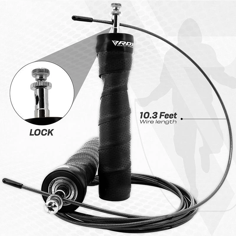 RDX SPORTS RDX B4 Adjustable 10.3ft Jump Rope With 2 Tangle-Free Steel Wires 8 RDX SPORTS RDX B4 Adjustable 10.3ft Jump Rope With 2 Tangle-Free Steel Wires - Image 8