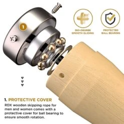 RDX SPORTS RDX BR 10.3ft Wooden Handles Jump Rope -Rdxsports Shop br 10.3ft wooden handles skipping rope 3