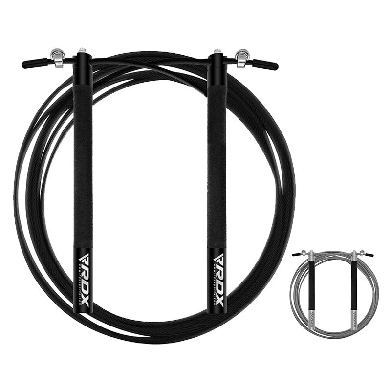 RDX SPORTS RDX C3 Adjustable 10.3ft Black Jump Rope With Non-Slip Handles 1 RDX SPORTS RDX C3 Adjustable 10.3ft Black Jump Rope With Non-Slip Handles