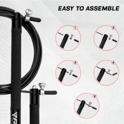 RDX SPORTS RDX C3 Adjustable 10.3ft Black Jump Rope With Non-Slip Handles 9 RDX SPORTS RDX C3 Adjustable 10.3ft Black Jump Rope With Non-Slip Handles -Rdxsports Shop c3 jump rope pvc coated 7