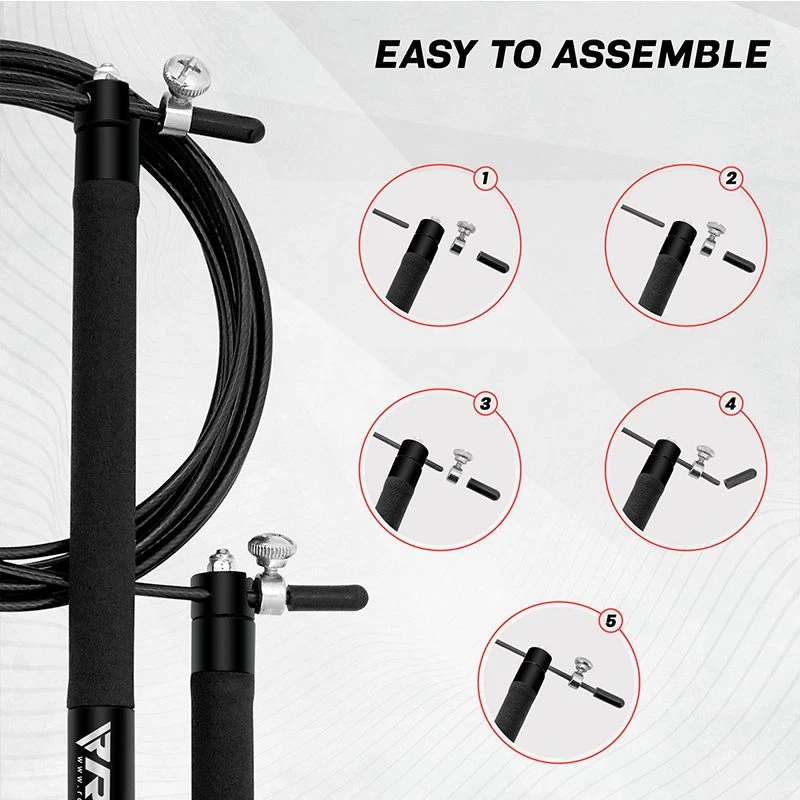 RDX SPORTS RDX C3 Adjustable 10.3ft Black Jump Rope With Non-Slip Handles 3 RDX SPORTS RDX C3 Adjustable 10.3ft Black Jump Rope With Non-Slip Handles - Image 3