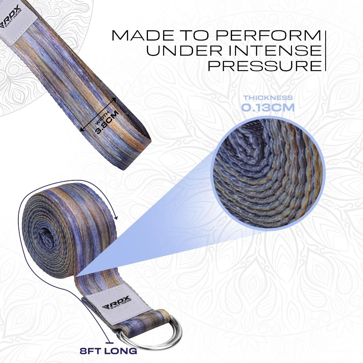 RDX SPORTS RDX F1 D-Ring Steel Buckle Cotton Yoga Strap 3 RDX SPORTS RDX F1 D-Ring Steel Buckle Cotton Yoga Strap - Image 3