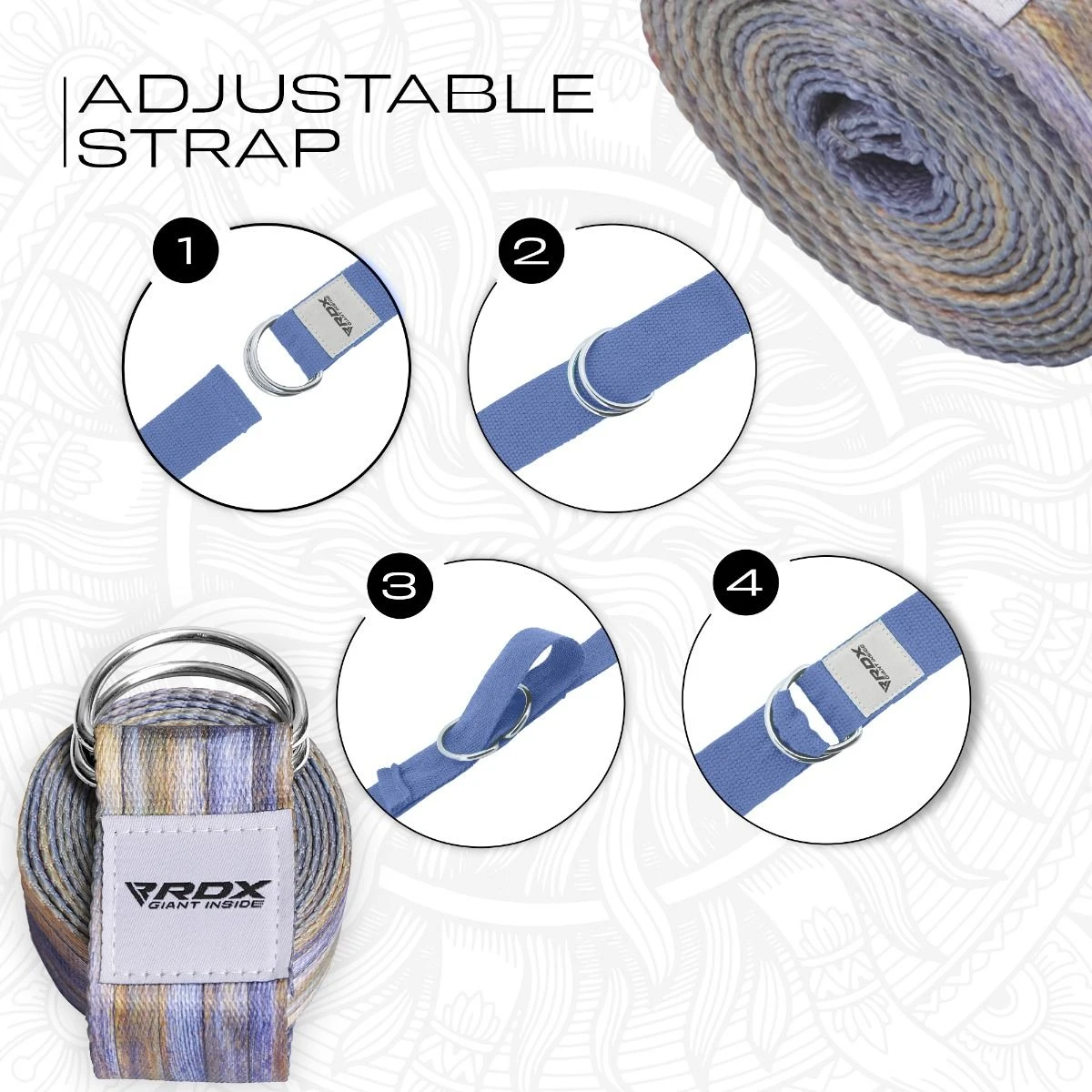 RDX SPORTS RDX F1 D-Ring Steel Buckle Cotton Yoga Strap 6 RDX SPORTS RDX F1 D-Ring Steel Buckle Cotton Yoga Strap - Image 6