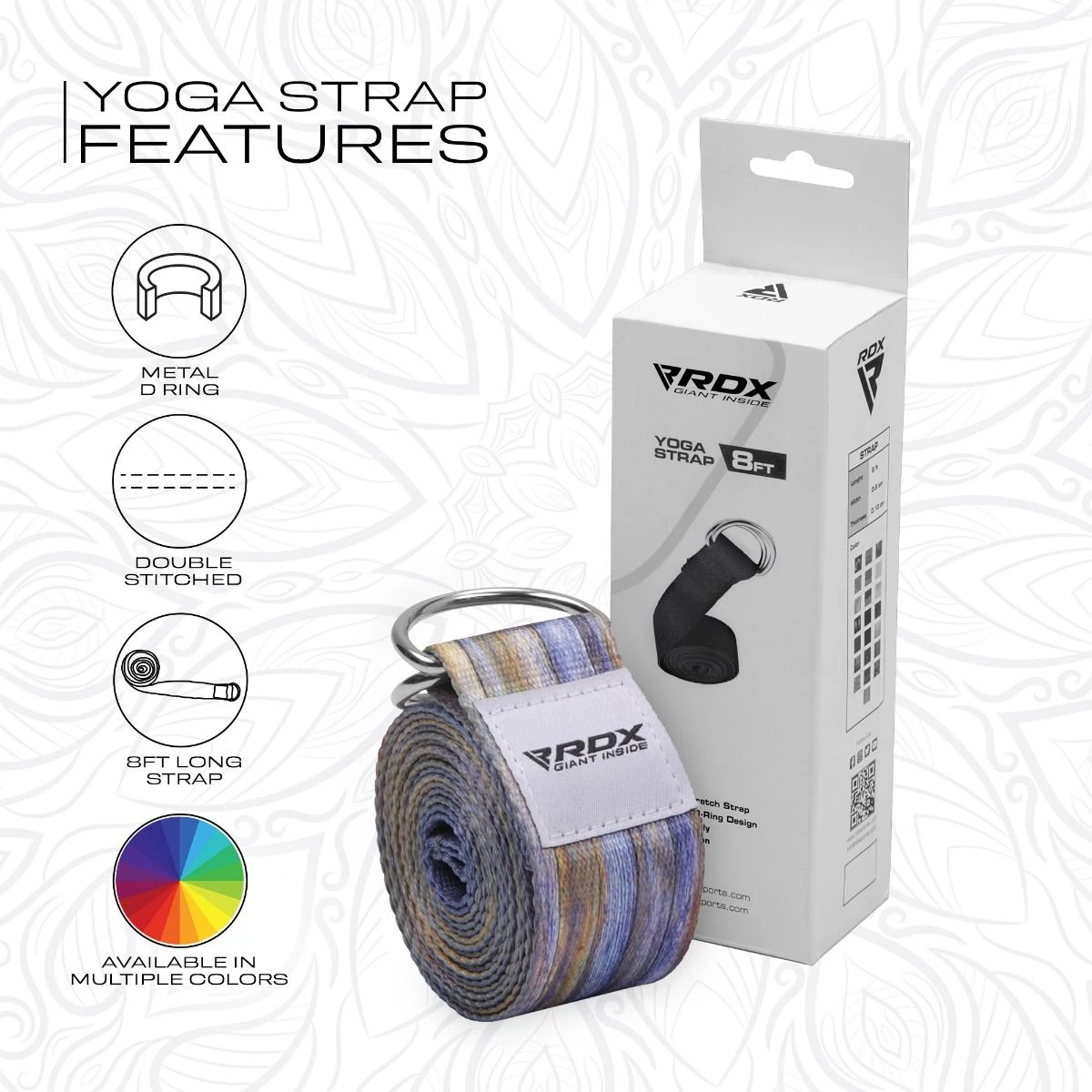 RDX SPORTS RDX F1 D-Ring Steel Buckle Cotton Yoga Strap 7 RDX SPORTS RDX F1 D-Ring Steel Buckle Cotton Yoga Strap - Image 7