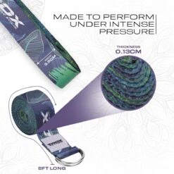RDX SPORTS RDX F10 D-Ring Steel Buckle Cotton Yoga Strap 9 RDX SPORTS RDX F10 D-Ring Steel Buckle Cotton Yoga Strap -Rdxsports Shop f10 yoga strap pattern 3