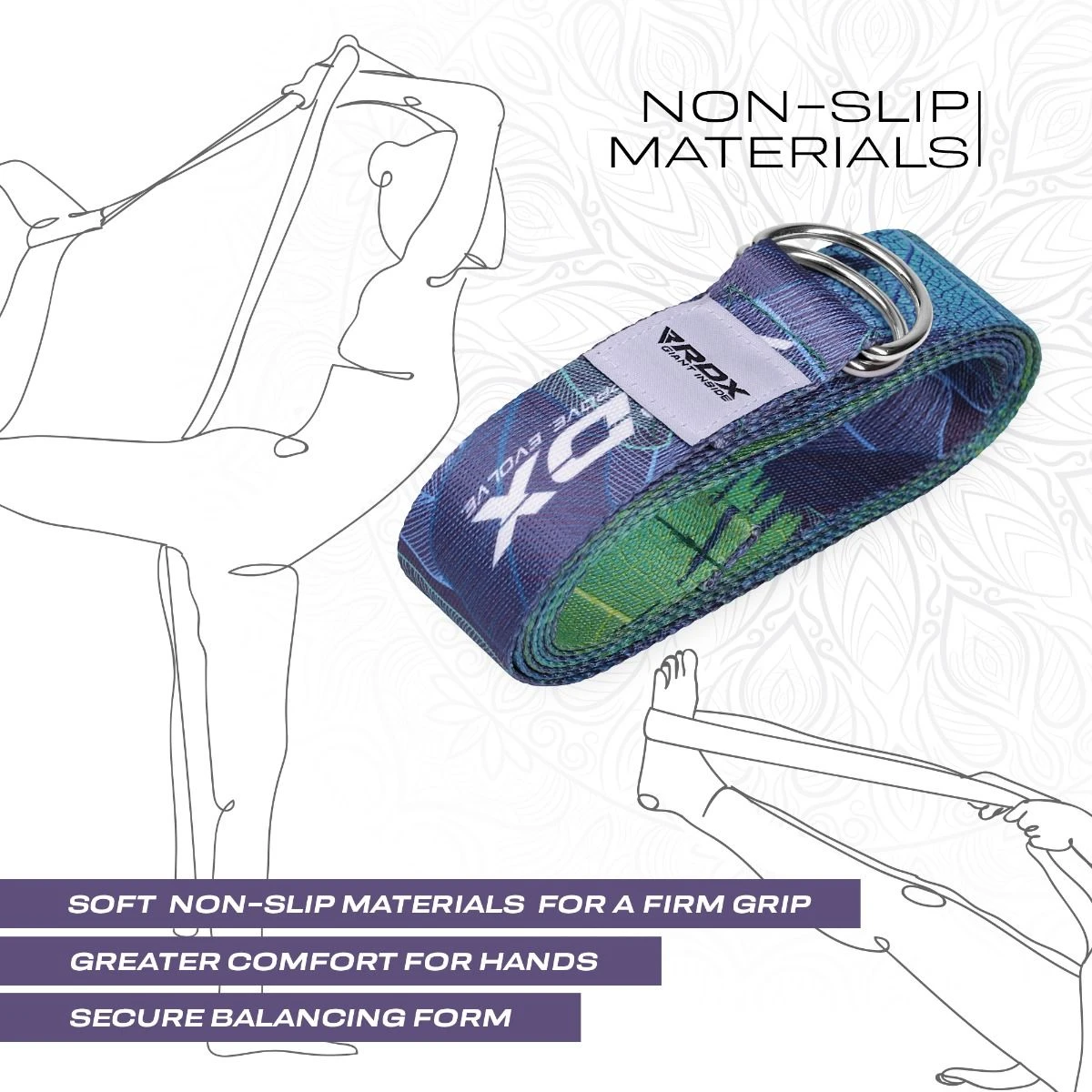 RDX SPORTS RDX F10 D-Ring Steel Buckle Cotton Yoga Strap 5 RDX SPORTS RDX F10 D-Ring Steel Buckle Cotton Yoga Strap - Image 5