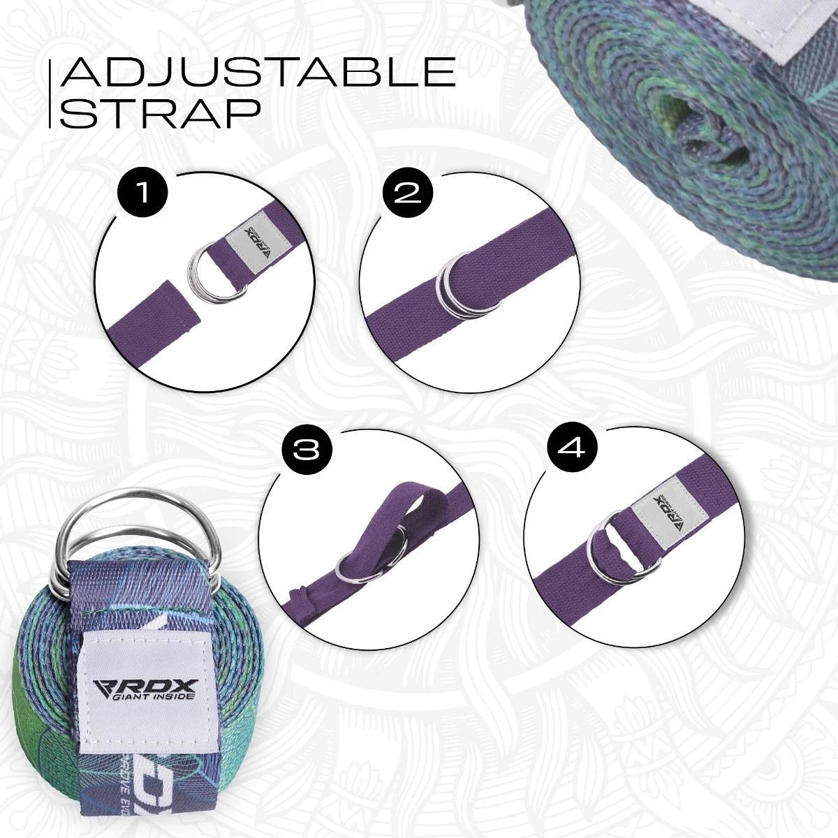 RDX SPORTS RDX F10 D-Ring Steel Buckle Cotton Yoga Strap 6 RDX SPORTS RDX F10 D-Ring Steel Buckle Cotton Yoga Strap - Image 6