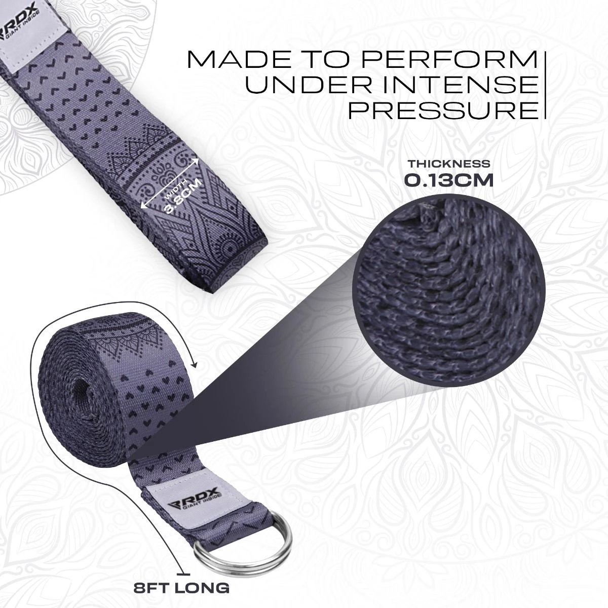 RDX SPORTS RDX F11 D-Ring Steel Buckle Cotton Yoga Strap 3 RDX SPORTS RDX F11 D-Ring Steel Buckle Cotton Yoga Strap - Image 3