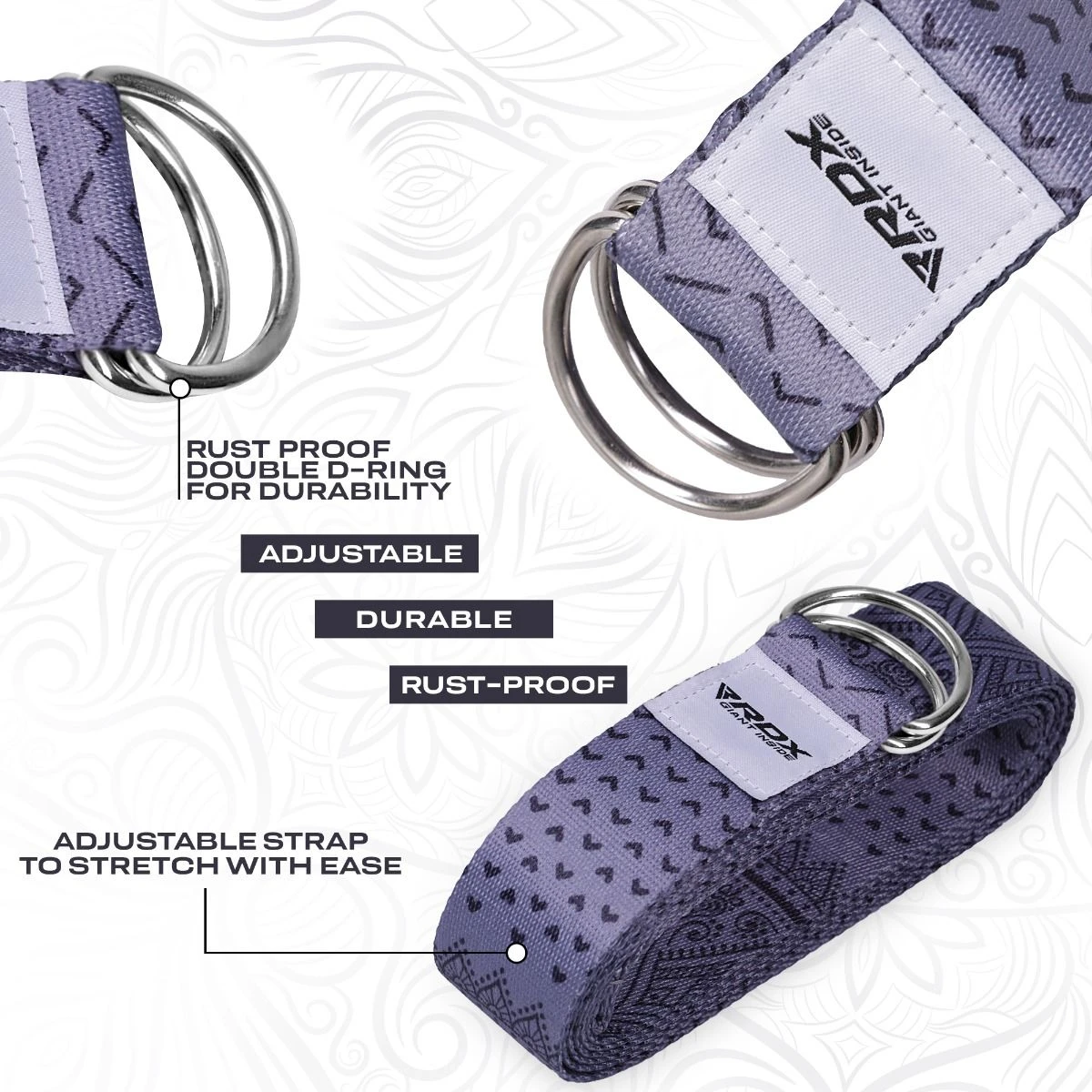 RDX SPORTS RDX F11 D-Ring Steel Buckle Cotton Yoga Strap 4 RDX SPORTS RDX F11 D-Ring Steel Buckle Cotton Yoga Strap - Image 4