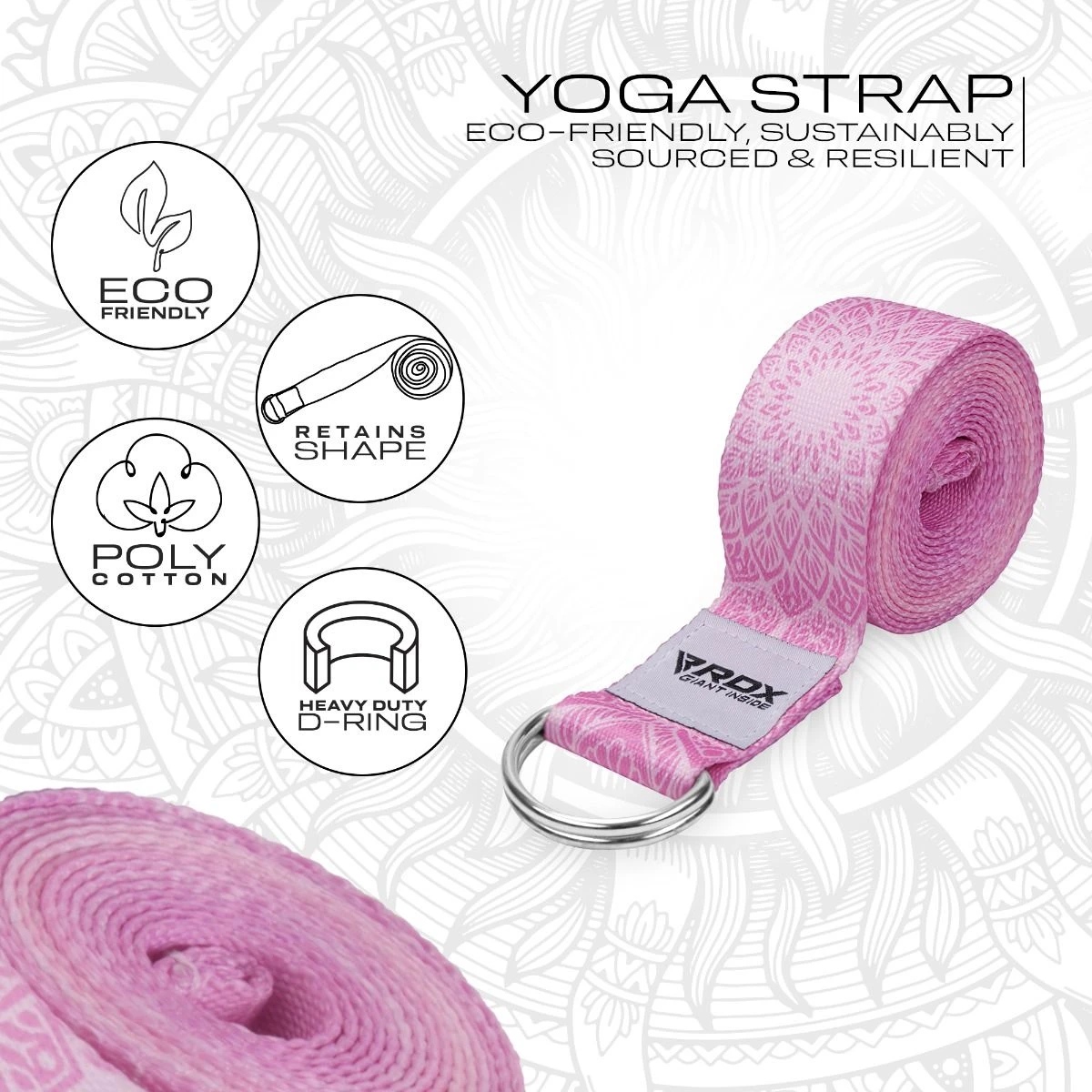 RDX SPORTS RDX F13 D-Ring Steel Buckle Cotton Yoga Strap 2 RDX SPORTS RDX F13 D-Ring Steel Buckle Cotton Yoga Strap - Image 2