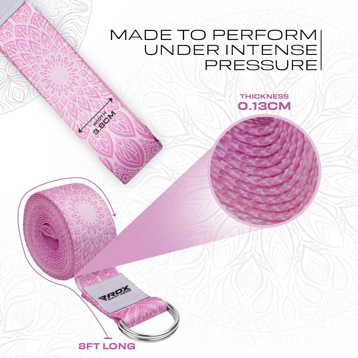 RDX SPORTS RDX F13 D-Ring Steel Buckle Cotton Yoga Strap 4 RDX SPORTS RDX F13 D-Ring Steel Buckle Cotton Yoga Strap - Image 4