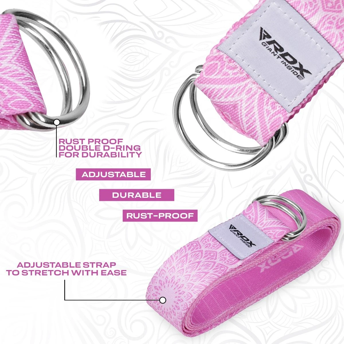 RDX SPORTS RDX F13 D-Ring Steel Buckle Cotton Yoga Strap 5 RDX SPORTS RDX F13 D-Ring Steel Buckle Cotton Yoga Strap - Image 5