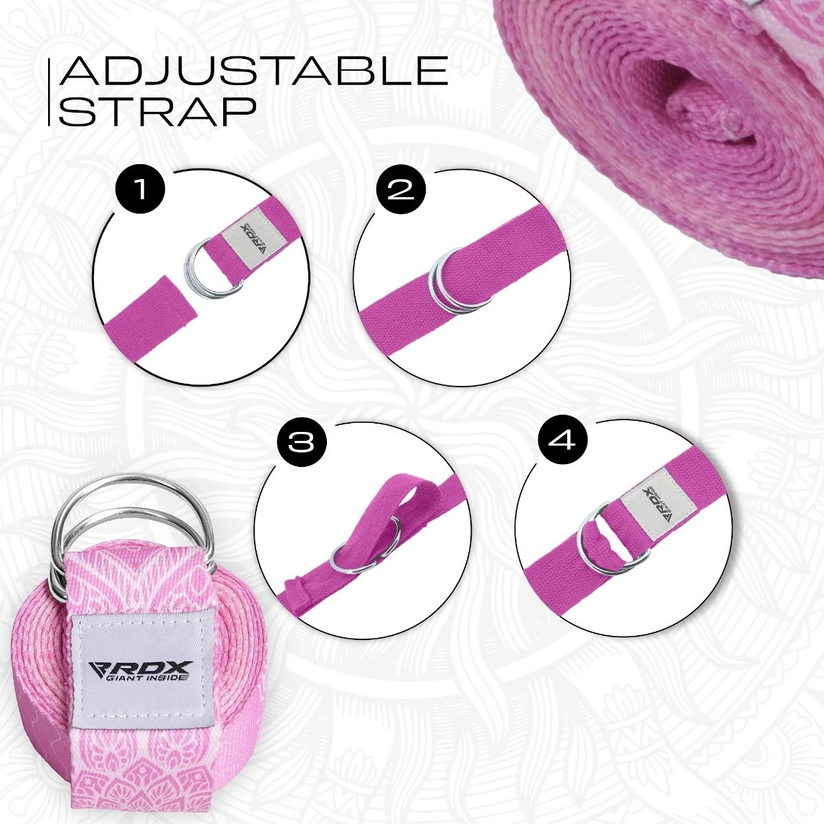 RDX SPORTS RDX F13 D-Ring Steel Buckle Cotton Yoga Strap 7 RDX SPORTS RDX F13 D-Ring Steel Buckle Cotton Yoga Strap - Image 7