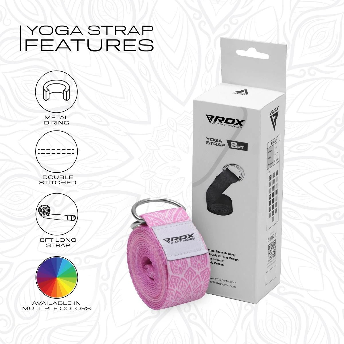 RDX SPORTS RDX F13 D-Ring Steel Buckle Cotton Yoga Strap 8 RDX SPORTS RDX F13 D-Ring Steel Buckle Cotton Yoga Strap - Image 8