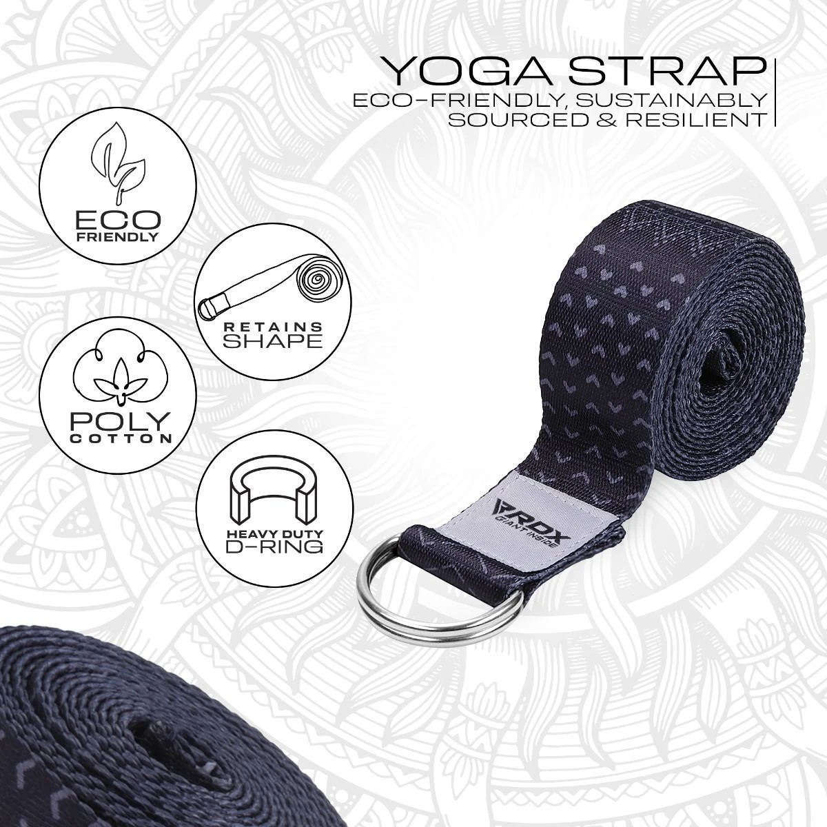 RDX SPORTS RDX F15 D-Ring Steel Buckle Cotton Yoga Strap 3 RDX SPORTS RDX F15 D-Ring Steel Buckle Cotton Yoga Strap - Image 3