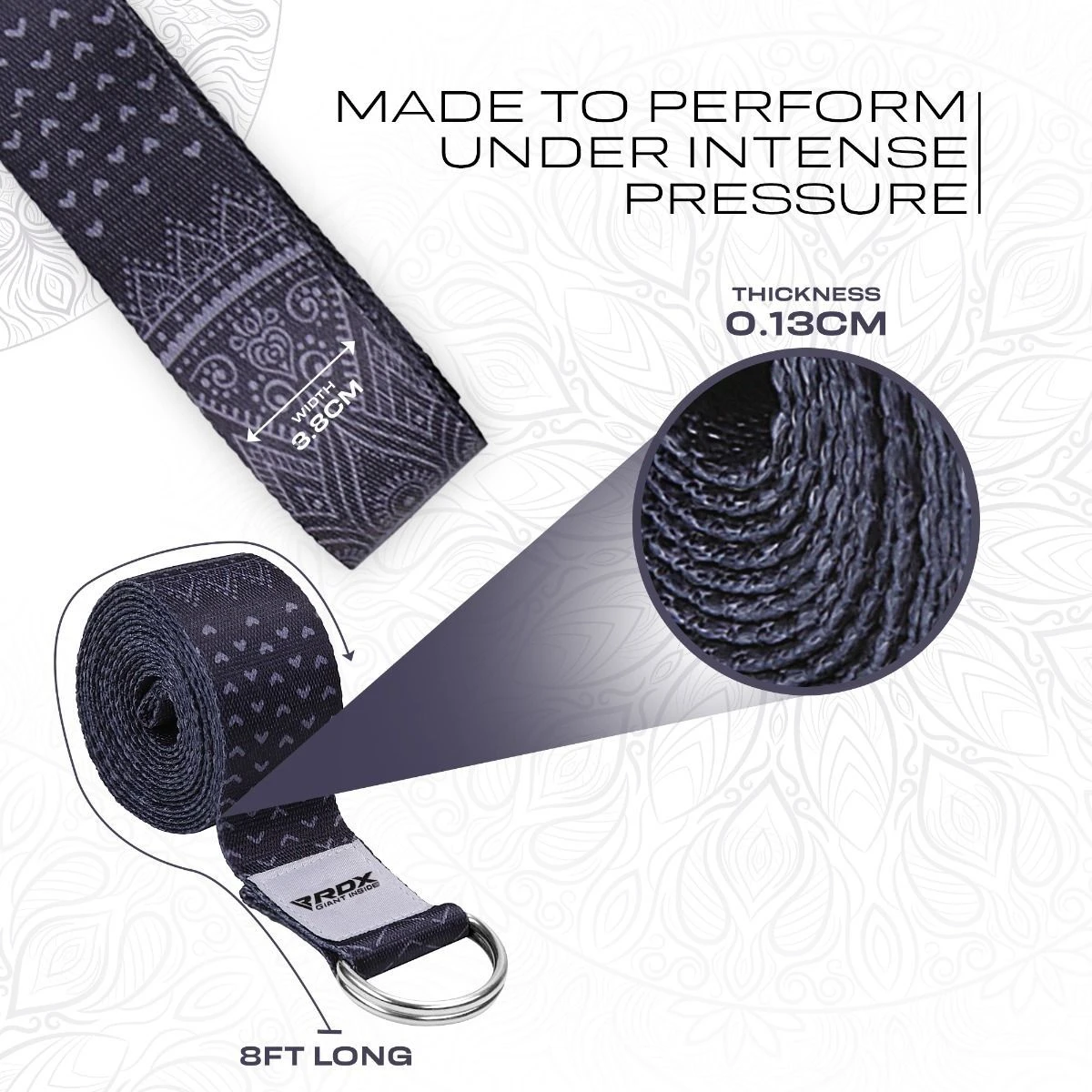 RDX SPORTS RDX F15 D-Ring Steel Buckle Cotton Yoga Strap 4 RDX SPORTS RDX F15 D-Ring Steel Buckle Cotton Yoga Strap - Image 4