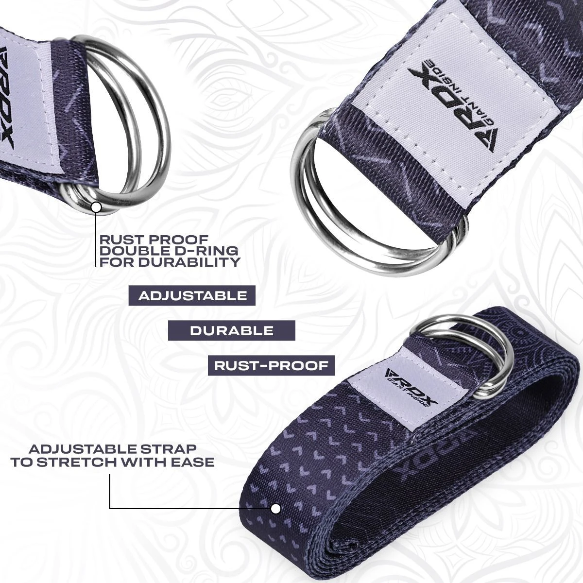 RDX SPORTS RDX F15 D-Ring Steel Buckle Cotton Yoga Strap 5 RDX SPORTS RDX F15 D-Ring Steel Buckle Cotton Yoga Strap - Image 5