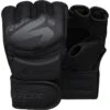 RDX SPORTS RDX F15 Noir MMA Grappling Training Gloves Open Palm Thumb Protection
