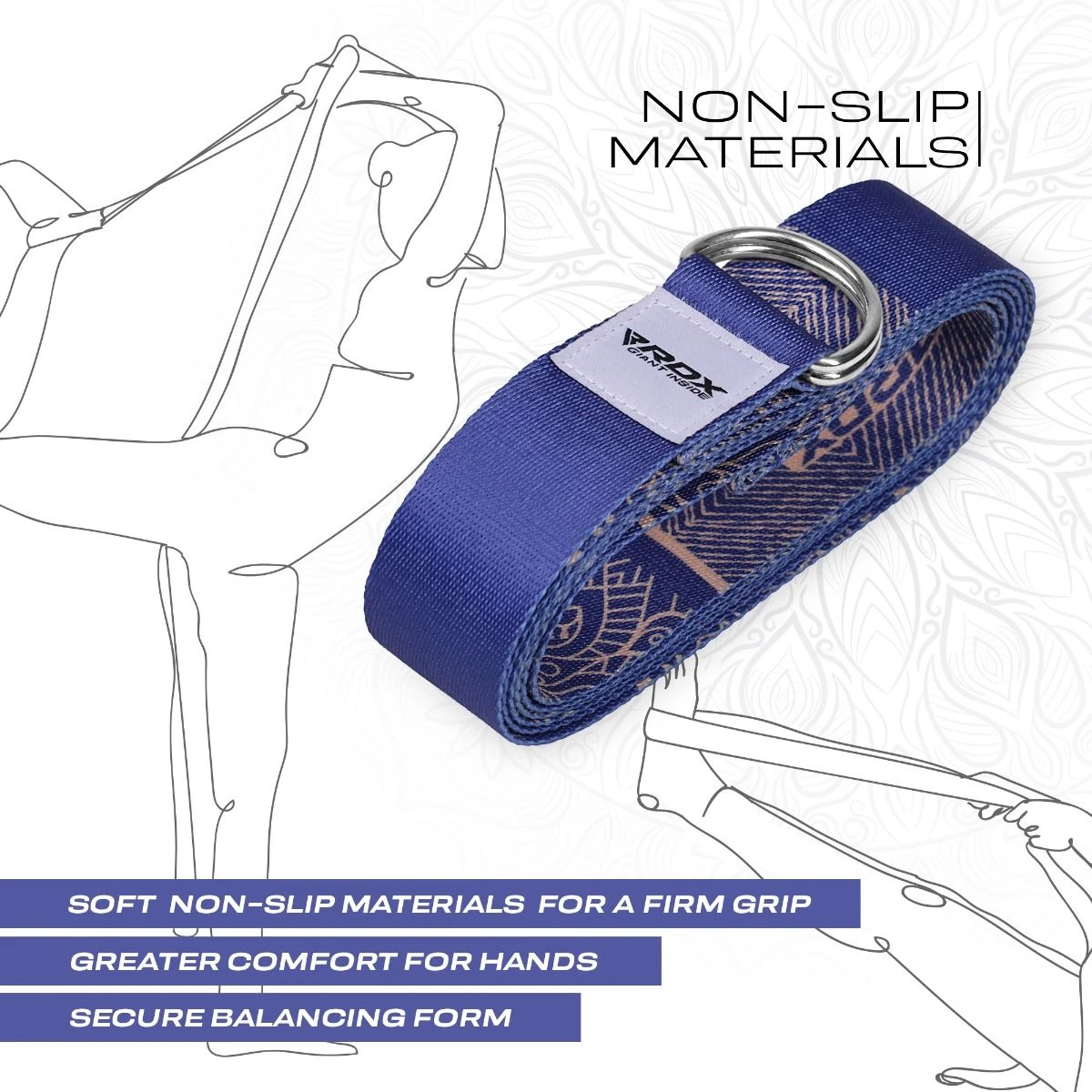 RDX SPORTS RDX F16 D-Ring Steel Buckle Cotton Yoga Strap 5 RDX SPORTS RDX F16 D-Ring Steel Buckle Cotton Yoga Strap - Image 5