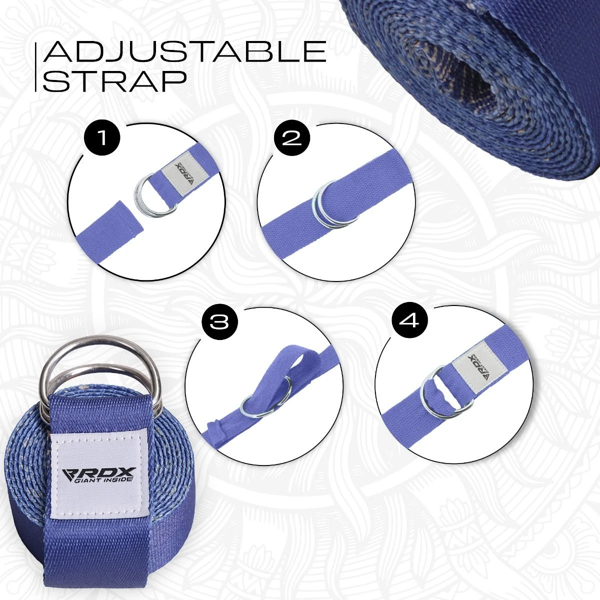 RDX SPORTS RDX F16 D-Ring Steel Buckle Cotton Yoga Strap 6 RDX SPORTS RDX F16 D-Ring Steel Buckle Cotton Yoga Strap - Image 6