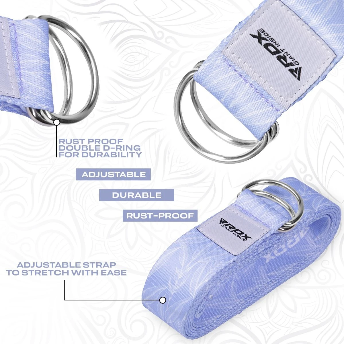 RDX SPORTS RDX F17 D-Ring Steel Buckle Cotton Yoga Strap 4 RDX SPORTS RDX F17 D-Ring Steel Buckle Cotton Yoga Strap - Image 4
