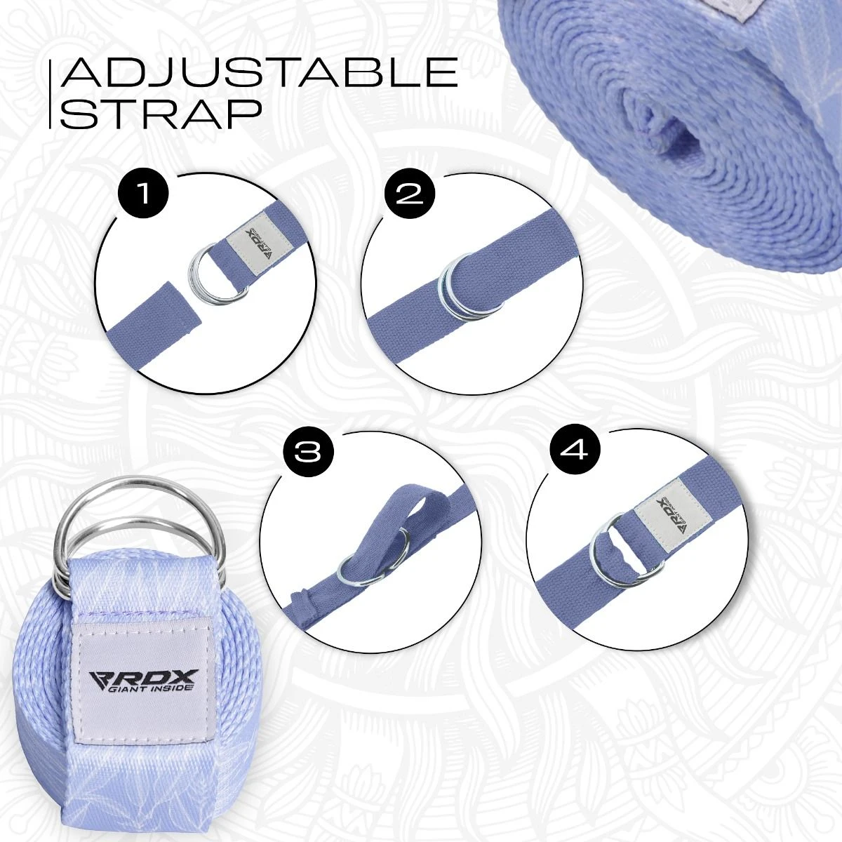 RDX SPORTS RDX F17 D-Ring Steel Buckle Cotton Yoga Strap 6 RDX SPORTS RDX F17 D-Ring Steel Buckle Cotton Yoga Strap - Image 6