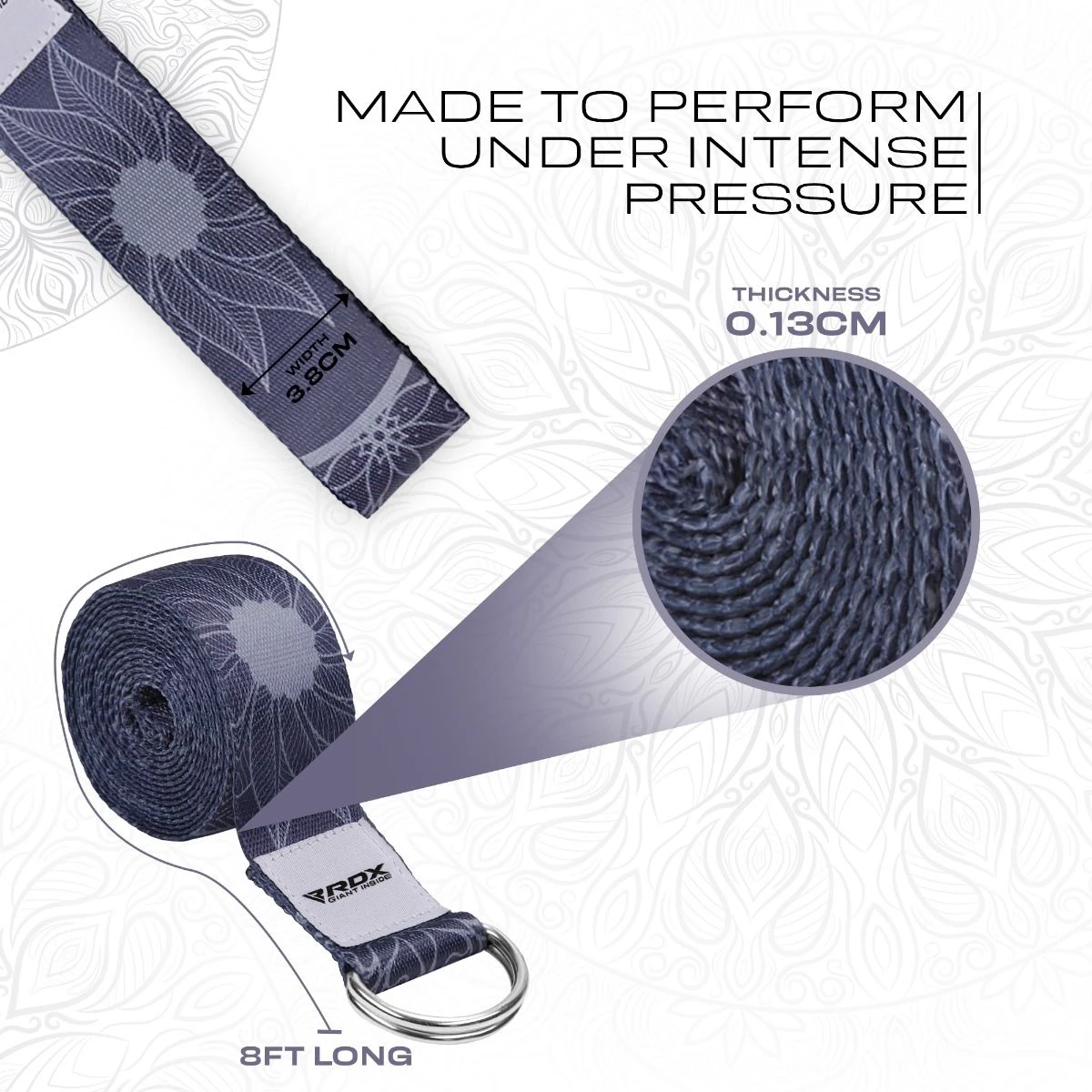 RDX SPORTS RDX F18 D-Ring Steel Buckle Cotton Yoga Strap 3 RDX SPORTS RDX F18 D-Ring Steel Buckle Cotton Yoga Strap - Image 3