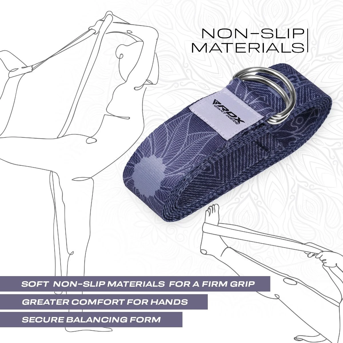 RDX SPORTS RDX F18 D-Ring Steel Buckle Cotton Yoga Strap 5 RDX SPORTS RDX F18 D-Ring Steel Buckle Cotton Yoga Strap - Image 5