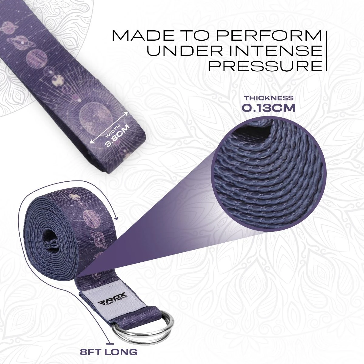 RDX SPORTS RDX F19 D-Ring Steel Buckle Cotton Yoga Strap 3 RDX SPORTS RDX F19 D-Ring Steel Buckle Cotton Yoga Strap - Image 3