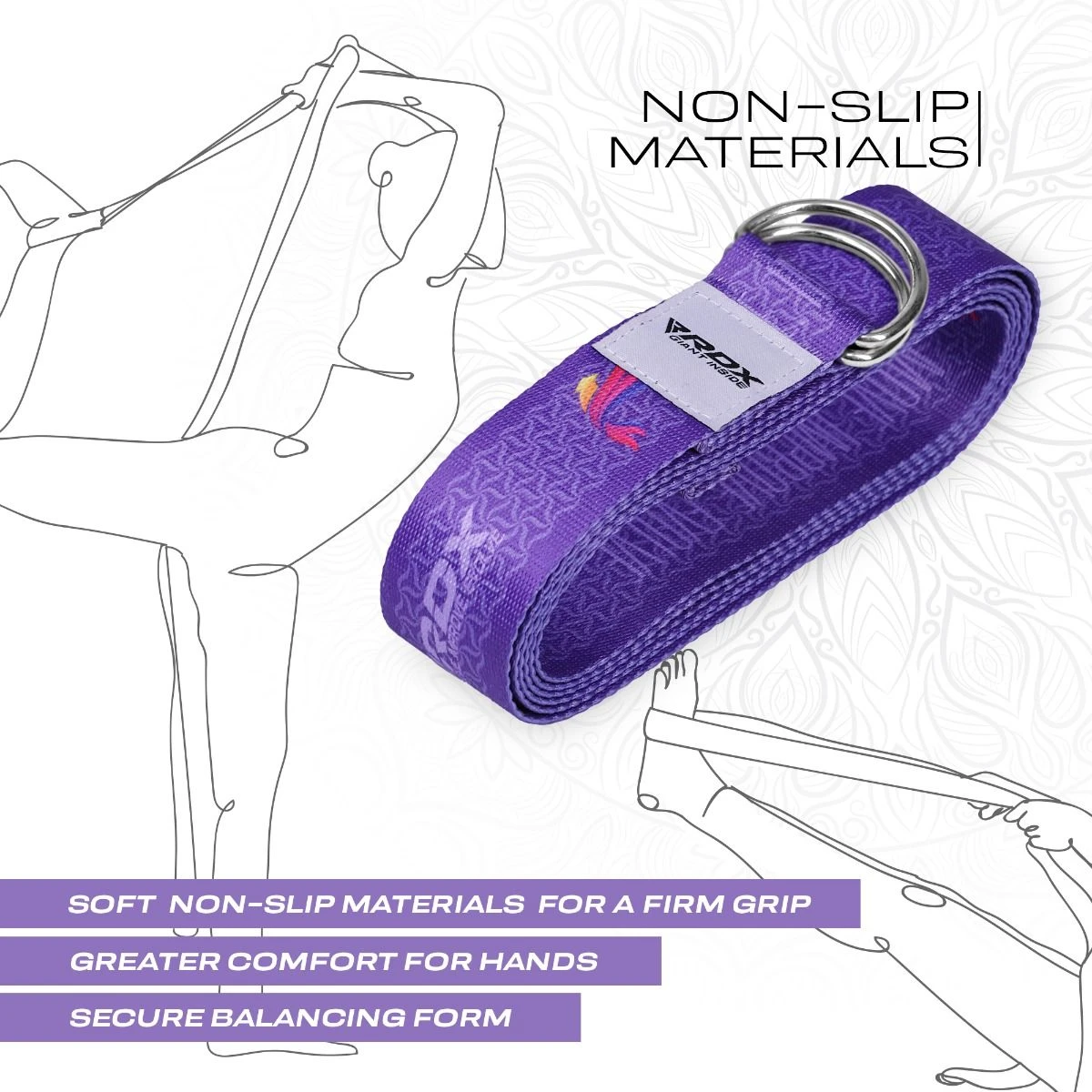 RDX SPORTS RDX F2 D-Ring Steel Buckle Cotton Yoga Strap 5 RDX SPORTS RDX F2 D-Ring Steel Buckle Cotton Yoga Strap - Image 5