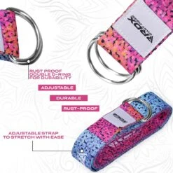 RDX SPORTS RDX F20 D-Ring Steel Buckle Cotton Yoga Strap -Rdxsports Shop f20 yoga strap pattern 4