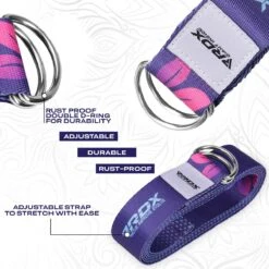 RDX SPORTS RDX F6 D-Ring Steel Buckle Cotton Yoga Strap -Rdxsports Shop f6 yoga strap pattern 4