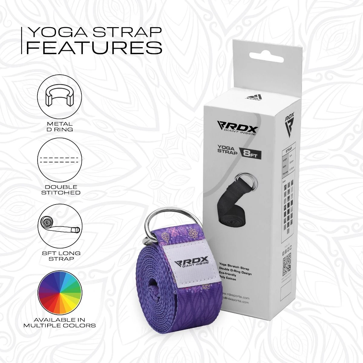 RDX SPORTS RDX F7 D-Ring Steel Buckle Cotton Yoga Strap 7 RDX SPORTS RDX F7 D-Ring Steel Buckle Cotton Yoga Strap - Image 7