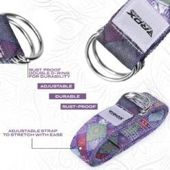 RDX SPORTS RDX F9 D-Ring Steel Buckle Cotton Yoga Strap -Rdxsports Shop f9 yoga strap pattern 4