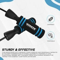 RDX SPORTS RDX X2 Adjustable 10.3ft Non-Slip Memory Foam Soft Handles Jump Rope 12 RDX SPORTS RDX X2 Adjustable 10.3ft Non-Slip Memory Foam Soft Handles Jump Rope -Rdxsports Shop memory foam anti slip handles adjustable skipping rope 3 1