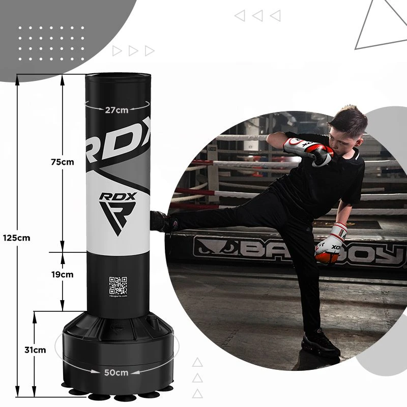 RDX SPORTS RDX R8 4ft Kids Free Standing Punch Bag Grey With Gloves For Training & Workout Set 11 RDX SPORTS RDX R8 4ft Kids Free Standing Punch Bag Grey With Gloves For Training & Workout Set - Image 11