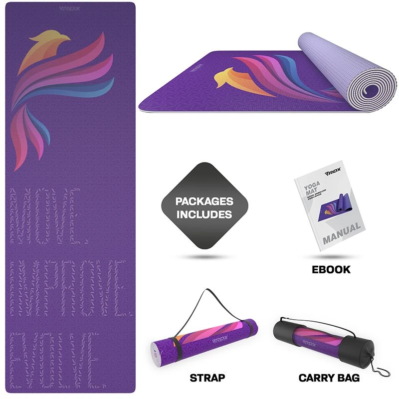RDX SPORTS RDX D2 Iris 6mm PVC Yoga Mat Orchid Phoenix 4 RDX SPORTS RDX D2 Iris 6mm PVC Yoga Mat Orchid Phoenix - Image 4