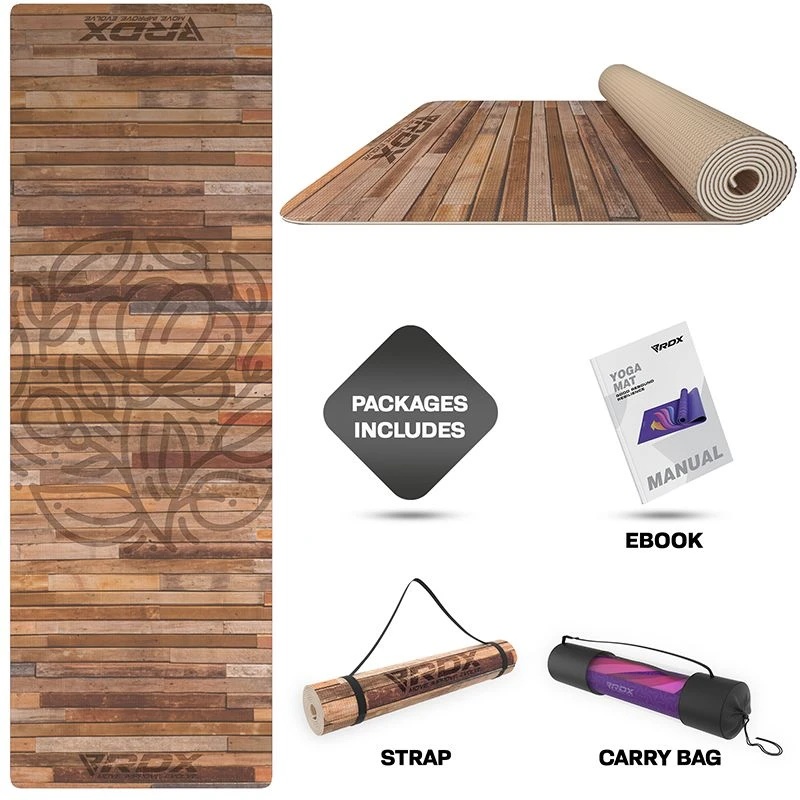 RDX SPORTS RDX D4 Iris 6mm PVC Yoga Mat Rustic Wood 4 RDX SPORTS RDX D4 Iris 6mm PVC Yoga Mat Rustic Wood - Image 4