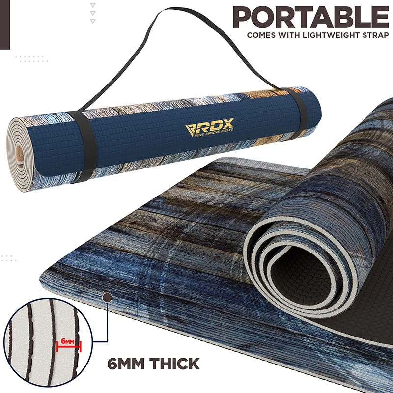 RDX SPORTS RDX D5 Iris 6mm PVC Yoga Mat Timber Blend 7 RDX SPORTS RDX D5 Iris 6mm PVC Yoga Mat Timber Blend - Image 7