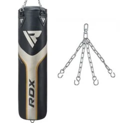 RDX SPORTS RDX T17 AURA 4ft / 5ft 2-in-1 Training Punch Bag In Pearl Black / White / Golden Set