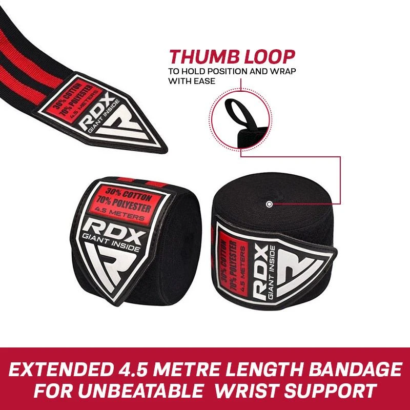 RDX SPORTS RDX 1B 4.5m Pro Hand Wraps Tape For Boxing, MMA & Muay Thai Elasticated 3 RDX SPORTS RDX 1B 4.5m Pro Hand Wraps Tape For Boxing, MMA & Muay Thai Elasticated - Image 3