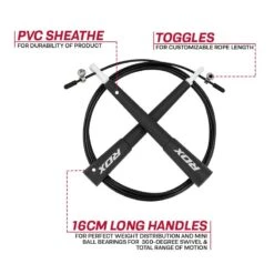 RDX SPORTS RDX C8 10 Ft. Adjustable PVC Coated Steel Cable Speed Jump Rope 15 RDX SPORTS RDX C8 10 Ft. Adjustable PVC Coated Steel Cable Speed Jump Rope -Rdxsports Shop rdx c8 adjustable skipping rope 1
