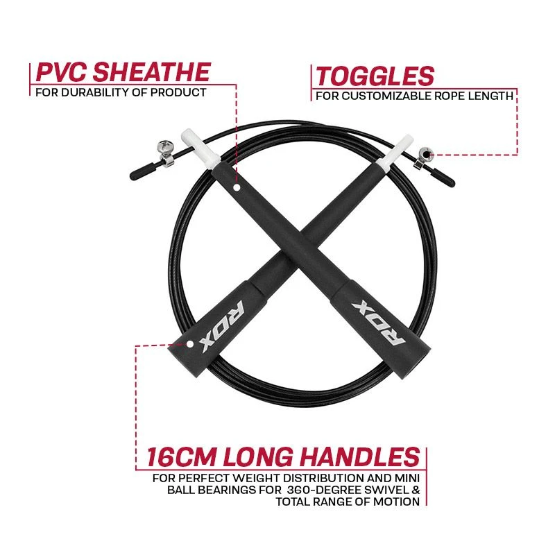 RDX SPORTS RDX C8 10 Ft. Adjustable PVC Coated Steel Cable Speed Jump Rope 3 RDX SPORTS RDX C8 10 Ft. Adjustable PVC Coated Steel Cable Speed Jump Rope - Image 3