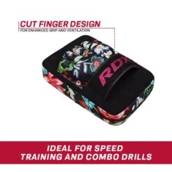 RDX SPORTS RDX FL3 Floral Women Boxing Training Punch Mitts -Rdxsports Shop rdx fl3 floral focus pads black 1
